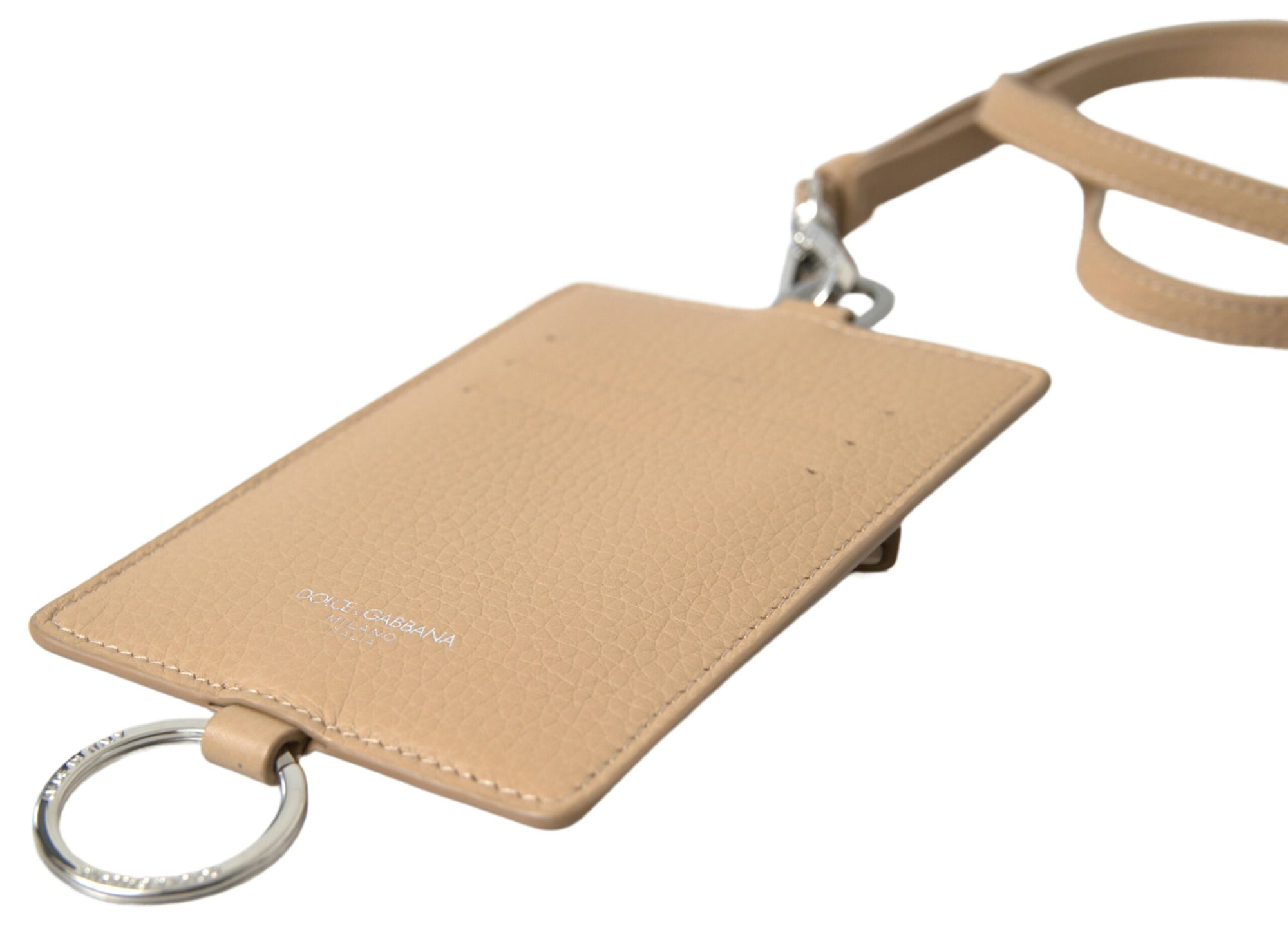 Portefeuille porte-cartes élégant en cuir beige Dolce & Gabbana