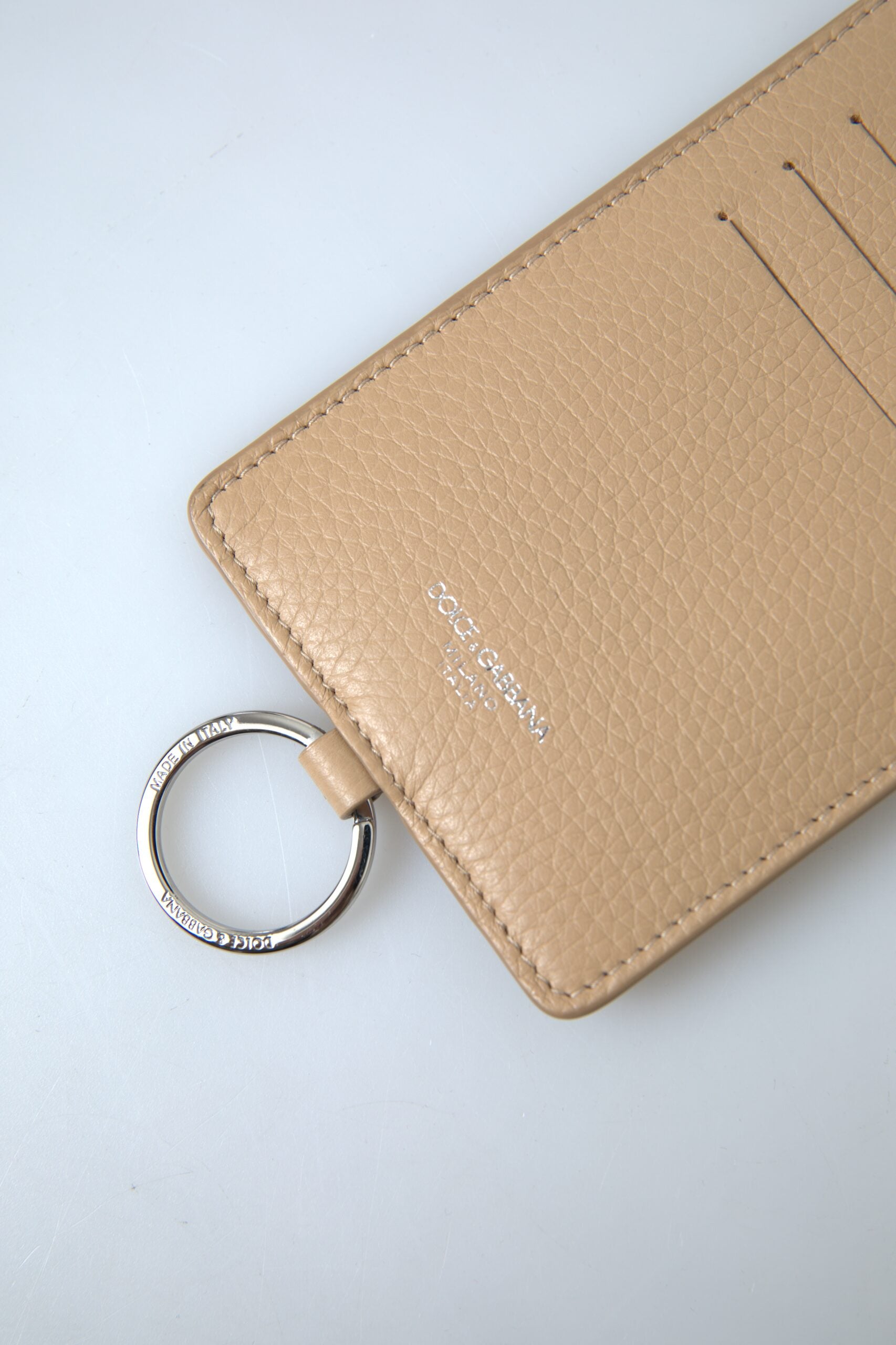 Portefeuille porte-cartes élégant en cuir beige Dolce & Gabbana