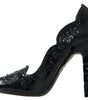 Dolce & Gabbana Black CINDERELLA Floral Crystal Heels Shoes
