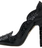Dolce & Gabbana Black CINDERELLA Floral Crystal Heels Shoes