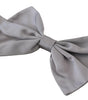 Dolce & Gabbana Bow Tie Men Silver Gray Silk Adjustable Neck Papillon