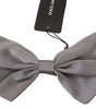 Dolce & Gabbana Bow Tie Men Silver Gray Silk Adjustable Neck Papillon