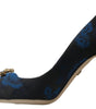 Dolce & Gabbana Blue Floral Ayers Crystal Pumps Shoes