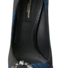 Dolce & Gabbana Blue Floral Ayers Crystal Pumps Shoes