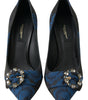 Dolce & Gabbana Blue Floral Ayers Crystal Pumps Shoes