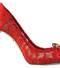 Dolce & Gabbana Red Taormina Lace Crystal Heels Pumps Shoes