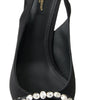 Dolce & Gabbana Black Crystal Embellished Slingback Heel Shoes
