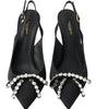 Dolce & Gabbana Black Crystal Embellished Slingback Heel Shoes