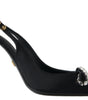 Dolce & Gabbana Black Crystal Embellished Slingback Heel Shoes