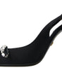 Dolce & Gabbana Black Crystal Embellished Slingback Heel Shoes
