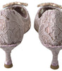 Dolce & Gabbana Pink Floral Lace DG Crystal Pumps Shoes