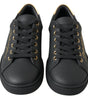 Baskets classiques en cuir noir et doré Dolce &amp; Gabbana