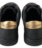 Baskets classiques en cuir noir et doré Dolce &amp; Gabbana