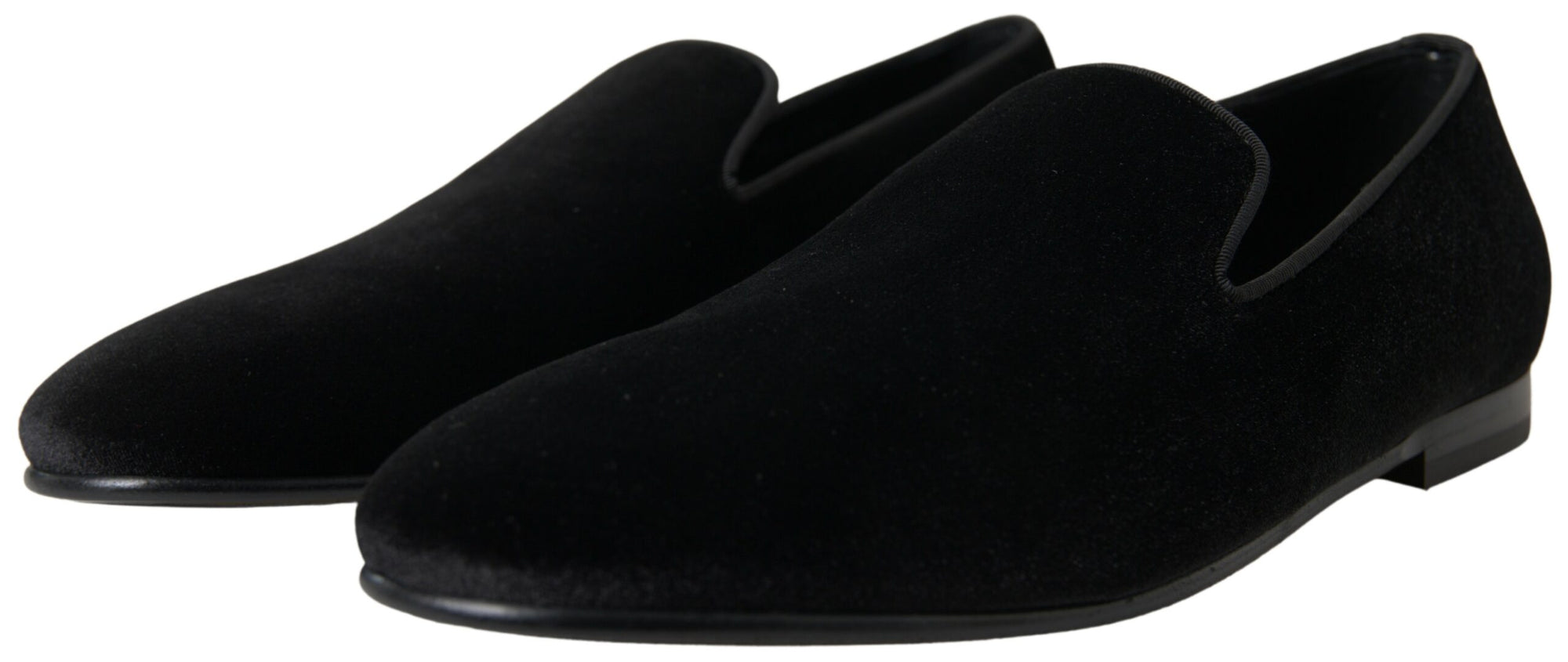 Dolce &amp; Gabbana Elegant Velvet Black Loafers for Men
