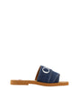 Chloé Sumptuous Cotton Woody Slide Sandals in Denim Blue