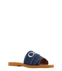 Chloé Sumptuous Cotton Woody Slide Sandals in Denim Blue