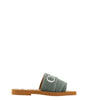 Chloé Elegant Forest Green Cotton Slides