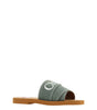 Chloé Elegant Forest Green Cotton Slides