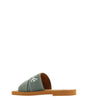 Chloé Elegant Forest Green Cotton Slides