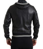 Dolce & Gabbana Black Leather Full Zip Hooded Men Jacket