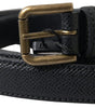 Dolce & Gabbana Black Leather Gold Metal Buckle Men Belt