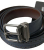 Dolce & Gabbana Blue Leather Perforated Metal Buckle Belt
