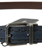 Dolce & Gabbana Blue Leather Perforated Metal Buckle Belt