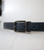 Dolce & Gabbana Blue Leather Perforated Metal Buckle Belt
