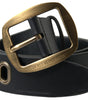 Dolce & Gabbana Black Leather Gold Metal Buckle Men Belt