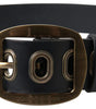 Dolce & Gabbana Black Leather Gold Metal Buckle Men Belt