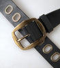 Dolce & Gabbana Black Leather Gold Metal Buckle Men Belt