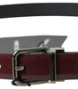 Dolce & Gabbana Bordeaux Leather Silver Metal Buckle Belt