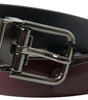 Dolce & Gabbana Bordeaux Leather Silver Metal Buckle Belt
