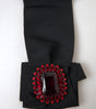 Dolce & Gabbana Black Crystal Brass Wide Waist Runway Belt