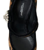 Dolce & Gabbana Black Brown Calf Leopard Heel Mary Jane Pump Shoes