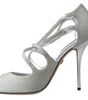 Sandales à talons hauts argentées scintillantes élégantes Dolce &amp; Gabbana
