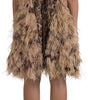 Dolce & Gabbana Brown Leopard Feather Chiffon Sleeveless Dress