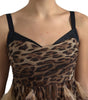 Dolce & Gabbana Brown Leopard Feather Chiffon Sleeveless Dress
