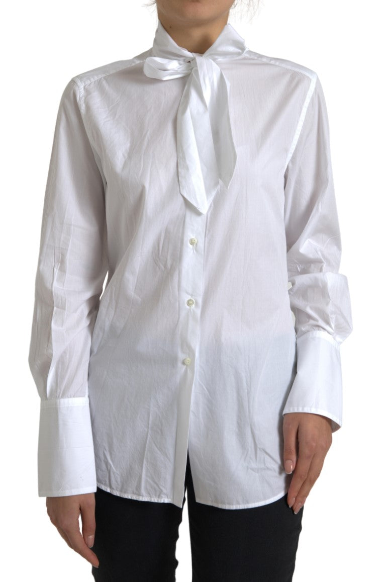 Chemise élégante à manches longues en coton blanc Dolce & Gabbana