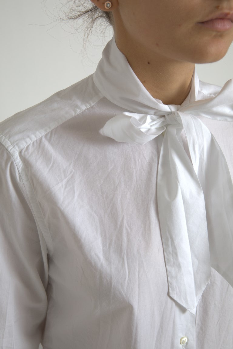 Chemise élégante à manches longues en coton blanc Dolce & Gabbana