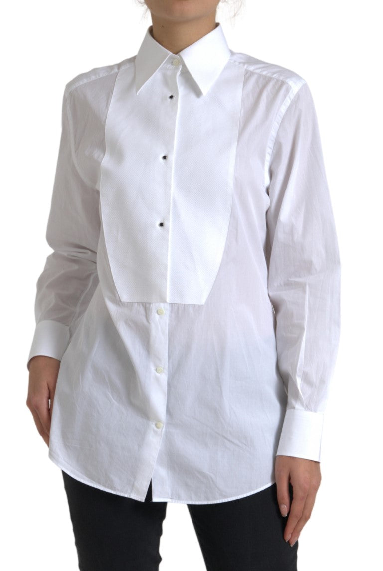 Chemise élégante en popeline de coton blanche Dolce & Gabbana