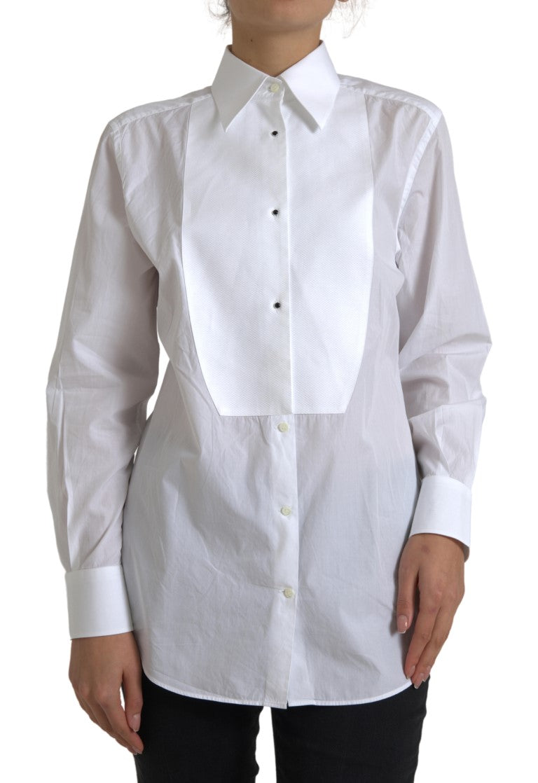 Chemise élégante en popeline de coton blanche Dolce & Gabbana