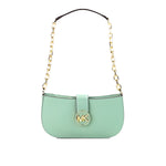 Michael Kors Carmen Small Sea Green Leather Pouchette Shoulder Crossbody Purse