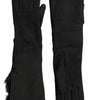Dolce & Gabbana Elegant Leather Elbow Length Gloves with Fur Trim