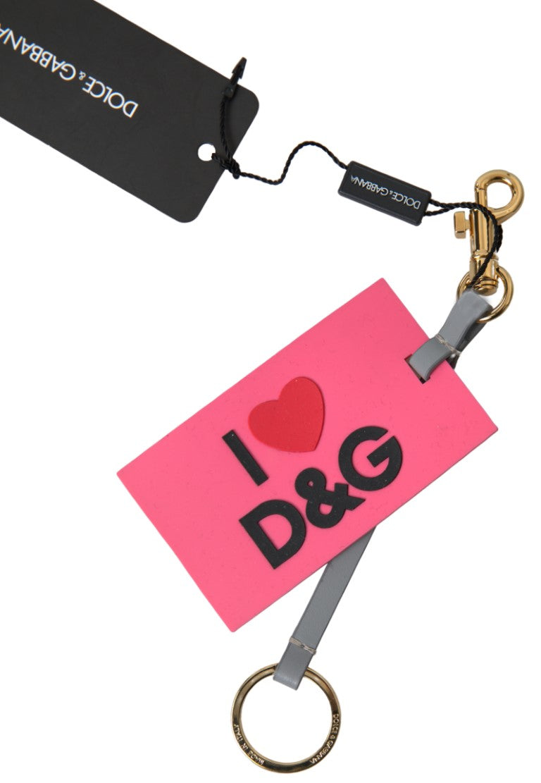 Porte-clés Dolce &amp; Gabbana Chic en cuir rose