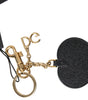 Dolce & Gabbana Elegant Black Leather Keychain with Fuchsia Accent