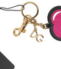 Dolce & Gabbana Elegant Black Leather Keychain with Fuchsia Accent