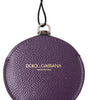 Dolce & Gabbana Purple Calfskin Leather Round Hand Mirror Holder