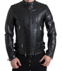 Dolce & Gabbana Black Leather Zipper Coat Men Jacket