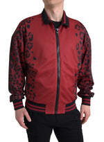 Blouson aviateur rouge à imprimé léopard Dolce &amp; Gabbana